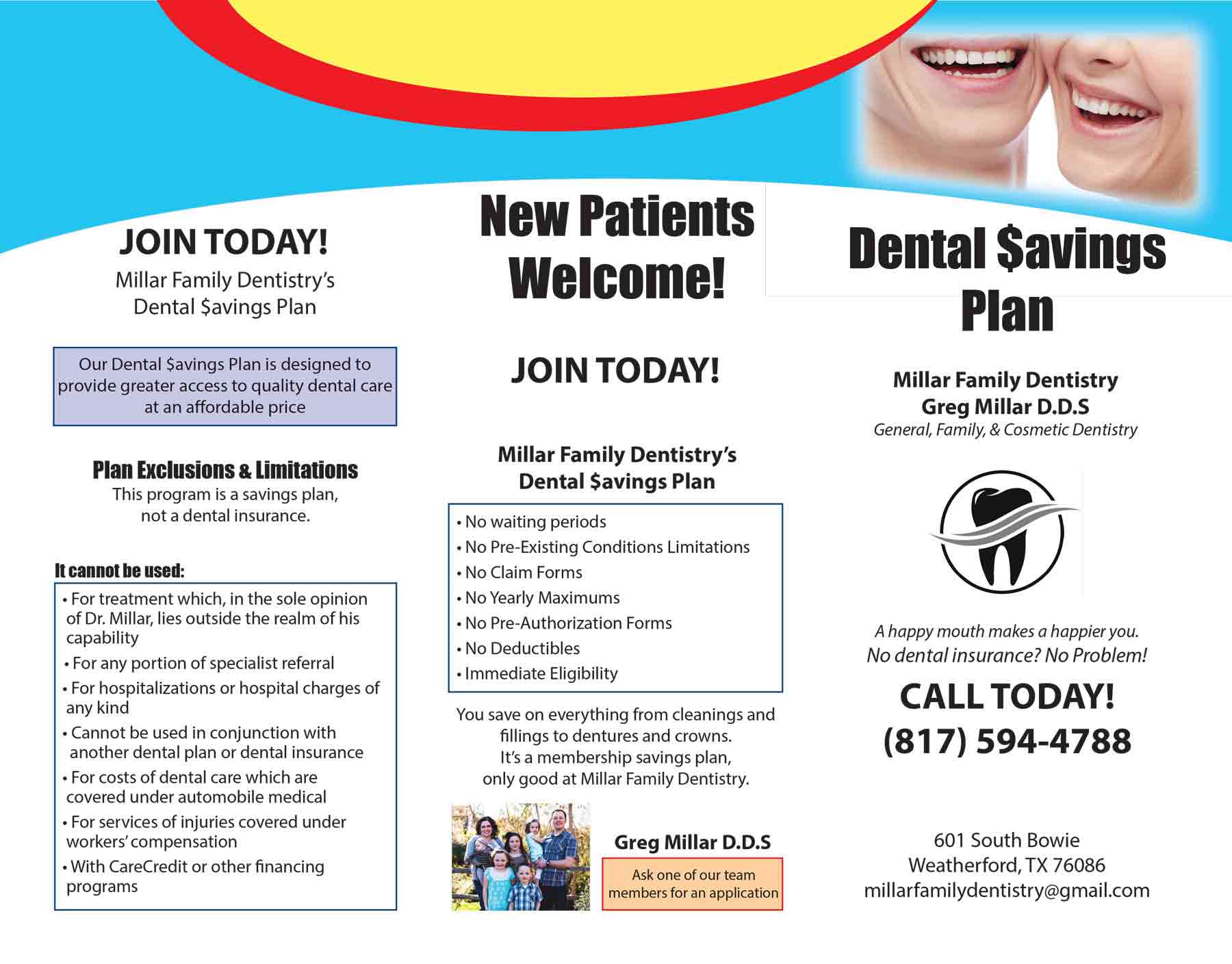 Millar Family Dentistry Brochure 1